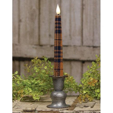 Fall Plaid Realistic Flame LED Timer Taper - The Fox Decor